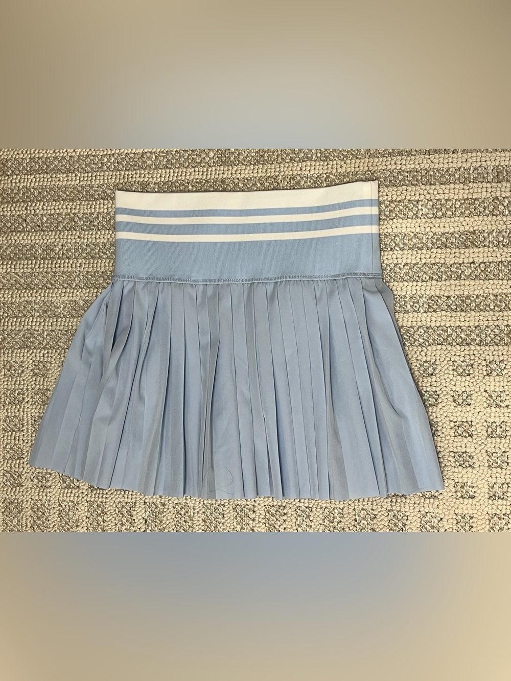 Pleated blue Tennis Skirt with White Stripes size medium
